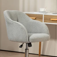 HOMCOM Homeoffice Stuhl, Ergonomisch Schreibtischstuhl mit Wippfunktion, Teddysamtoptik 56 x 61 x 86 cm Grau(m-7)