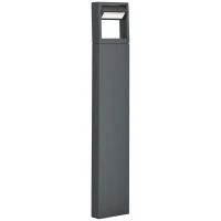 Outsunny Gartenlampe, Wegleuchte, Pfostenlicht mit LEDs, wetterbeständig, 16cm x 5cm x 90cm, Dunkelgrau(m-12)