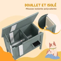 PawHut Maison pour chats niche d'extérieur en bois surélevée avec toit ouvrable isolée  85 x 50 x 68,5 cm gris foncé et noir(m-4)
