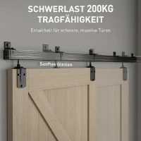 HOMCOM Schwerlast Schiebetür-Hardware-Set 244 cm Schwarz für Einzeltüren(m-4)