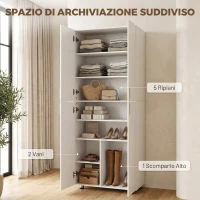 HOMCOM Armadio Guardaroba con 4 Ante e Chiusura Soft Close, 60x34x180  cm, Bianco(m-5)