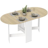 HOMCOM Mesa de Cozinha Dobrável Mesa de Jantar Dobrável Ovalada com Laterais Abatíveis Estilo Moderno 163x80x75 cm Madeira(m-11)