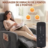 HOMCOM Poltrona de Massagem Reclinável com Apoio para Pés 2 Zonas de Massagem Encosto Alto Bolsos Estofada em Chenille Cinzento(m-4)
