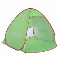 Cort de Plajă Outsunny Pop Up cu Protecție UV 30+ și Geantă de Transport, 200x150x119 cm, Verde(m-7)