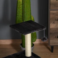 PawHut Arbre à chat arbre à grimper griffoir pour chat hauteur 72 cm balle suspendue gris foncé(m-8)