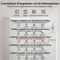 HOMCOM Dulap pentru Birou din Oțel cu 3 Rafturi Reglabile, cu Încuietoare și 2 Chei, 80x40x175 cm, Alb(m-4)