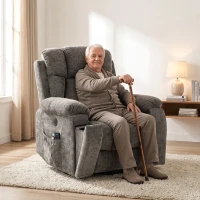 HOMCOM Relaxsessel Fernsehsessel mit Aufstehhilfe, Massage & Wärme, Seniorensessel mit breiter, tiefer Sitzfläche, USB-Anschluss(m-10)