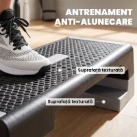 SPORTNOW Stepper Reglabil pe Înălțime cu Trepte Detașabile și Bază Antiderapantă, din ABS, 97x36x15/20/25 cm, Gri(m-6)