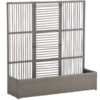 Outsunny Blumenkasten mit Spalier, wetterfest, Polyrattan, 103 x 29 x 103 cm, Grau(m-1)