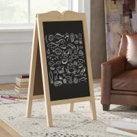 Vinsetto Mini Cavalete de Madeira Quadro Lousa Negro Magnético e Dobrável com 8 Gizes e 6 Placas de Palavras 51x42x101 cm Madeira(m-8)