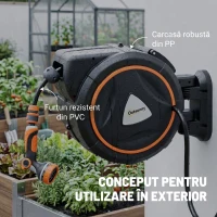 Outsunny furtun retractabil, suport furtun, role pentru furtun(m-8)