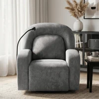 HOMCOM Poltrona Relax Reclinável 3 em 1 com Função de Baloiço Rotação 360° Suporte para Telemóvel Assento Amplo Cinzento(m-8)