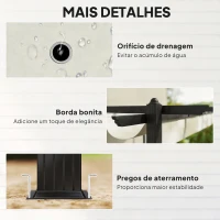 Outsunny Pérgola de Jardim 4x3 m com Telhado Retrátil Estrutura de Alumínio UPF30+ Orifícios de Drenagem Pérgola de Exterior Creme(m-6)
