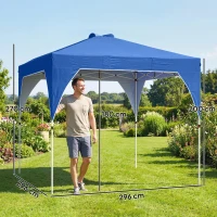 Outsunny Tenda Dobrável 3x3 m Pop-up Tenda de Jardim com Bloqueio Central UPF50+ Altura Ajustável 3 Níveis Bolsa de Transporte Azul(m-3)
