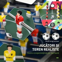 HOMCOM Masa de Fotbal cu 2 Tabele de Scor, din Lemn, Oțel Inoxidabil și Plastic, 86,5x43,5x63 cm, Multicolor(m-7)