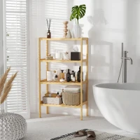 HOMCOM Estante de Bambú de 4 Níveis Móvel Organizador Multifuncional para Casa de Banho Cozinha Sala de Estar com Dispositivo Anti-Rolamento 62x33x112cn Natural(m-10)