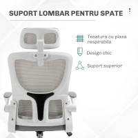 Vinsetto Scaun de Birou Ergonomic cu Înălțime Reglabilă și Tetieră, 60x59x114-122 cm, Gri(m-13)