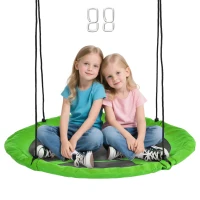 Outsunny Balançoire nid d'oiseau Ronde balançoire Panier Ø 110 cm 4 Anneaux Inclus métal époxy Oxford Haute densité Vert(m-1)
