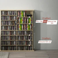 HOMCOM Dulap Modern pentru CD-uri cu 16 Rafturi, din Lemn, 106,5x24x126,3 cm, Natural(m-8)