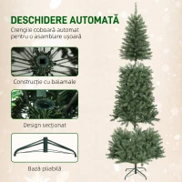 HOMCOM Brad de Crăciun de 210 cm cu 350 de lumini albe și colorate, 9 moduri de iluminare(m-7)