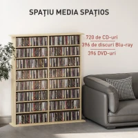 HOMCOM Dulap Modern pentru CD-uri cu 16 Rafturi, din Lemn, 106,5x24x126,3 cm, Natural(m-4)