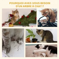 PawHut Arbre à chat tour de jeux pour chats poteaux en sisal, 2 plate-forme, niche, balle, tissu peluche, 50x30x81,5cm, beige(m-7)