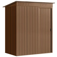 Outsunny Magazie de Grădină din Metal cu Grile de Ventilație și Ușă Glisantă, 159x106x181 cm, Maro(m-1)