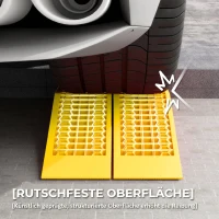 HOMCOM Set de 2 Rampe de Încărcare din Plastic pentru Mașini, cu Capacitate de 3 Tone și Suprafață Antiderapantă, Galben(m-5)
