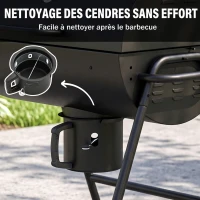 Outsunny Barbecue au charbon de bois BBQ avec couvercle, grille et thermomètre, avec roues, poignée, 95 x 71,5 x 102 cm, noir(m-7)