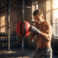 SPORTNOW Soporte de boxeo doble extremo para entrenamiento con cuerda bungee, hebilla ajustable, montaje clip-on(m-2)