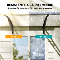 Outsunny Marquesinas Exterior para Puertas y Ventanas, 295x90 cm, Tejadillo de Protección contra Sol y Lluvia, con Cubierta de Policarbonato, Soporte de Aleación de Aluminio, Transparente(m-6)