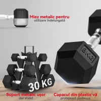 SPORTNOW Set Gantere Hexagonale cu Suport, 2 kg, 5 kg și 8 kg, Negru(m-6)
