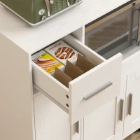 HOMCOM Desserte cuisine à roulettes, meuble micro onde, plateau coulissant, tiroir, placards 3 portes, 80x40x88,7cm, blanc(m-9)