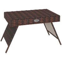 Outsunny Gartentisch Outdoor-Couchtisch Outdoor-Beistelltisch, PE-Rattan, wetterbeständig, 60 cm x 41 cm x 41 cm,  Braun(m-12)