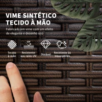 Outsunny Conjunto de 2 Espreguiçadeiras de Vime Sintético com Mesa de Centro Encosto Reclinável em 5 Posições 196x54x32cm Marrom(m-4)