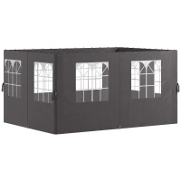 Outsunny Pavillon-Seitenwände, 4 Seitenwand-Paneele für Gartenpavillon, mit Reißverschluss, 3 x 4 m Pavillon, Dunkelgrau(m-1)