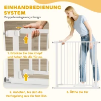 PawHut Treppenschutzgitter Absperrgitter ohne Bohren mit automatische Schließung für Kinder Küche Treppe 76-80 x 76 cm Weiß(m-6)