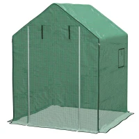 Outsunny Gewächshaus-Folie, Ersatzplane, wasserdicht, aufrollabare Fenster & Tür, NUR Folie 140 x 143 x 190 cm, Grün(m-1)