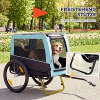 PawHut Faltbarer Fahrradanhänger mit Sicherheitsreflektoren, Leine, für Mittelgroße Hunde bis 20 kg 143 x 70 x 90 cm Hellblau(m-6)