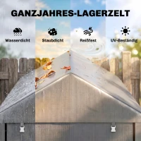 Outsunny Gartenschuppen, Lagerzelt, robust & wetterfest, Stahlrahmen, 1,2x1,8x1,6m, Hellgrau(m-4)