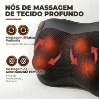 HOMCOM Almofada de Massagem Shiatsu com Calor e 4 Nós Rotativos 3D Alívio da Fadiga Muscular para Mulheres e Homens(m-4)