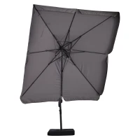 Outsunny Sonnenschirm UV30+ Ampelschirm Roma Schirm mit Ständer und 4 Gewichten inkl. Schutzhaube Alu Grau 270 x 270 x 260 cm(m-5)