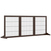 PawHut Absperrgitter Hund Freistehendes Schutzgitter mit Füßen 185 x 71 cm Holz Hundegitter Treppenschutzgitter Treppengitter Hundeabsperrgitter für Treppen, Türen, Küche, Flur, 3 Paneelen, Braun