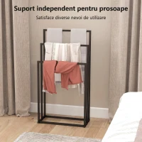 HOMCOM Suport pentru prosoape autoportant cu 3 brațe din oțel, 45x21.5x85 cm(m-4)