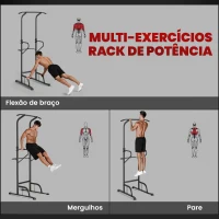 HOMCOM Barra de Exercícios com Altura Regulável Estação de Fundos Resistente para Ginásio em Casa Treino de Força Preto(m-4)