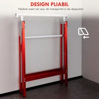 HOMCOM Set 2 Suporturi de Lucru Telescopice 80-130 cm Pliabile, din Oțel Q195, 68x58x80 cm, Roșu și Argintiu(m-6)