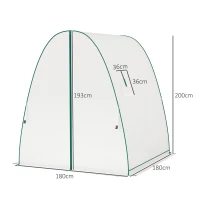 Outsunny Bogen-Gewächshaus mit Sandsäcken und Kunststoff-Abdeckung, 2 Rolltüren, Netzfenster, tragbar, 1,8 x 1,8 x 2 m, Weiß(m-3)
