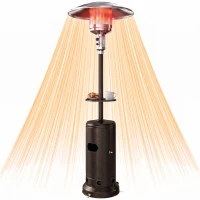 Outsunny Gas Patio Heater with Table Tray, 13 kW Portable Propane Outdoor Heater with Piezo Ignition, Tip-over Protection, Brown(m-15)