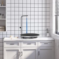 PawHut Trimmtisch für Hunde drehbar Hundepflegetisch mit höhenverstellbarem Galgen Schlinge rutschfest Oberfläche Haustierpflegetisch für Haushaltsbaden Haartrocken bis 40 kg Ø65 x 72H cm Schwarz(m-10)