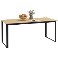 Outsunny Gartentisch Metall 175x78 cm Wetterfest Balkontisch mit Holzoptik, rutschfest Esstisch Schwarz(m-12)
